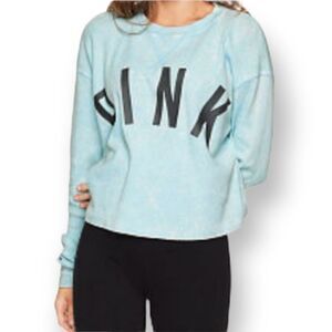 PINK VICTORIA'S SECRET BLUE CROPPED PULLOVER SZ.XS EUC